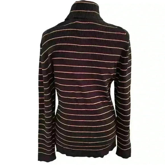 Coldwater Creek Long Sleeve Turtleneck Sweater Size 8 Black Gold Fall Mid Weight - Picture 4 of 7